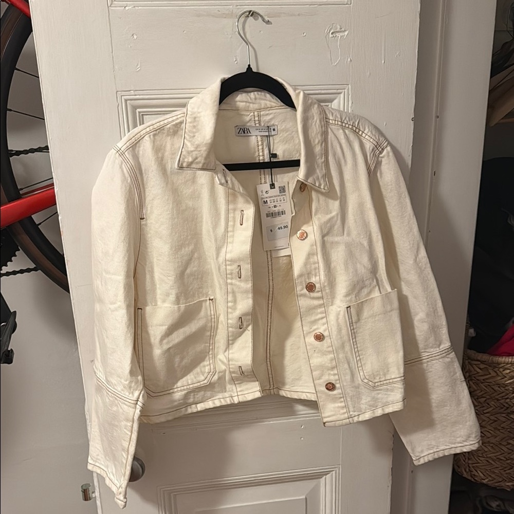 Zara Cream Denim Jacket